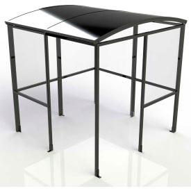 No Butts 4-Sided Smoking Shelter SR1561-BLK - Half Side Panels - 7'W x 7'D x 7'11