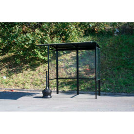 No Butts Open Front Smoking Shelter SR1586-BLK - Half Side Panels - 7'W x 7'D x 7'11