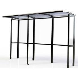 No Butts Open Front Smoking Shelter SR1602-BLK - Half Side Panels 10'4