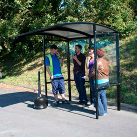 No Butts Open Front Smoking Shelter SR1604-BLK - Half Side Panels - 7'W x 7'D x 7'11