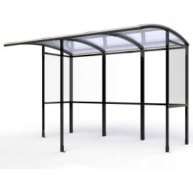 No Butts Open Front Smoking Shelter SR1605-BLK - Half Side Panels - 10'4