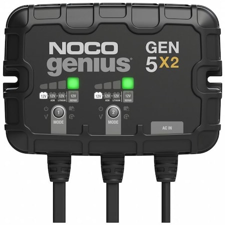 Battery Charger, Charging, Auto, For AGM/CA/EFB/Gel/Lead Acid/Lithium/MF/Wet Cell, Auto On/Off MPN:GEN5X2