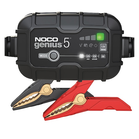 Battery Charger, Charging/Maintaining, Auto, Auto On/Off, 6.4 ft Cable Lg, 5 A at 12V/5 A at 6V MPN:GENIUS5
