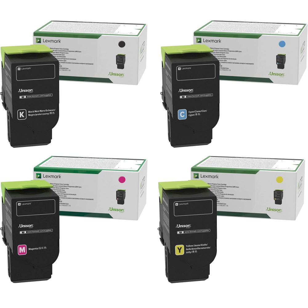Lexmark C231H Black; Cyan; Magenta; Yellow High Yield Return Program Toner Cartridges, Pack Of 4, C231HC0/C231HM0/C231HY0/C231HK0 MPN:C231HSET-OD