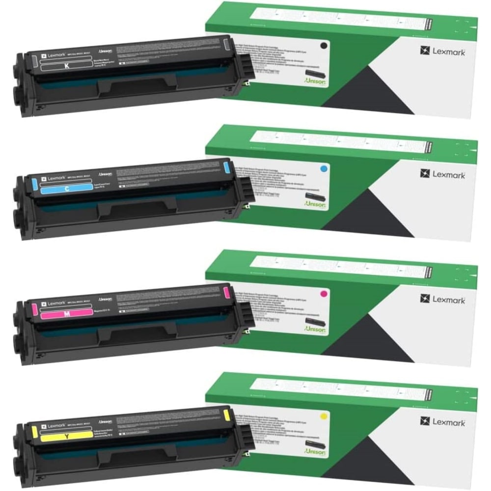 Lexmark C331 Black; Cyan; Magenta; Yellow High Yield Return Program Toner Cartridges, Pack Of 4, C331HC0/C331HM0/C331HY0/C331HK0 MPN:C331HSET-OD