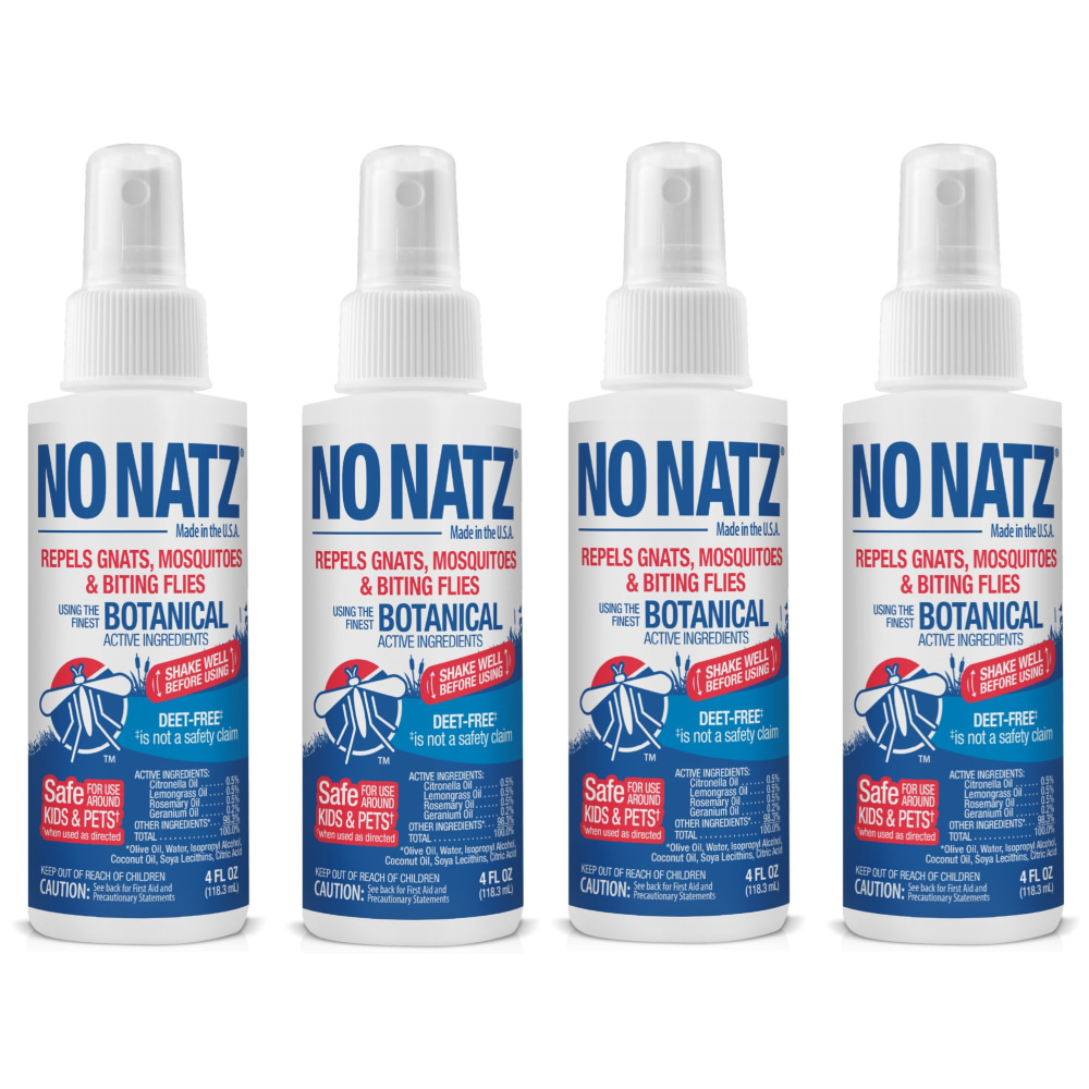 No Natz Botanical Insect Repellent, DEET-Free, Fresh Scent, 4 Oz Spray Bottle, 4-Pack MPN:9175A95-4Z4-OD