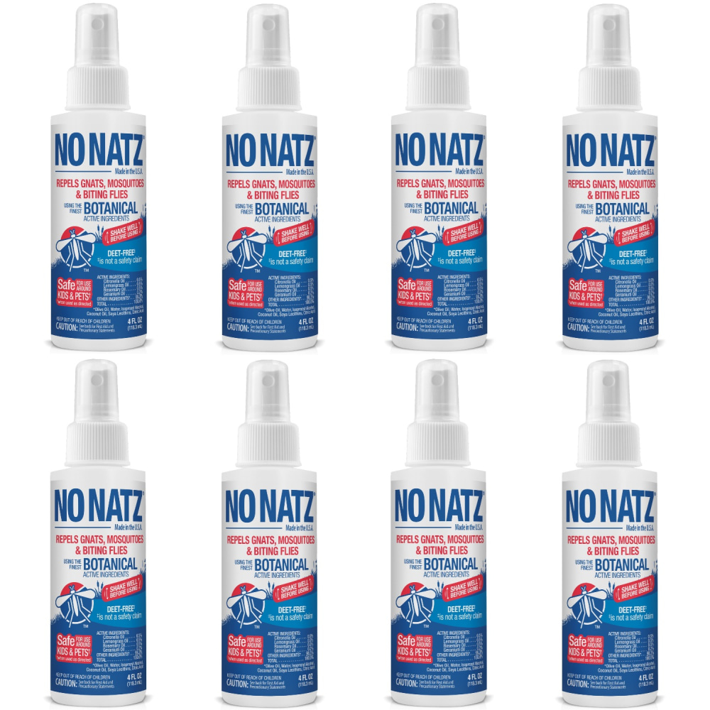 No Natz Botanical Insect Repellent, DEET-Free, Fresh Scent, 4 Oz Spray Bottle, 8-Pack MPN:9175A95-4Z8-OD