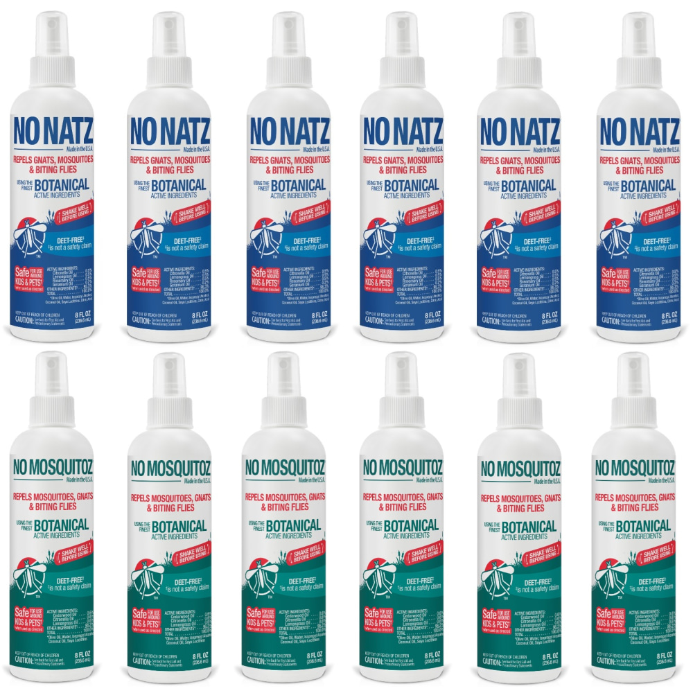 No Natz and No Mosquitoz Botanical Insect Repellent, DEET-Free, 8 Oz Spray Bottle, 6-Pack MPN:9175AB95-8Z6-OD