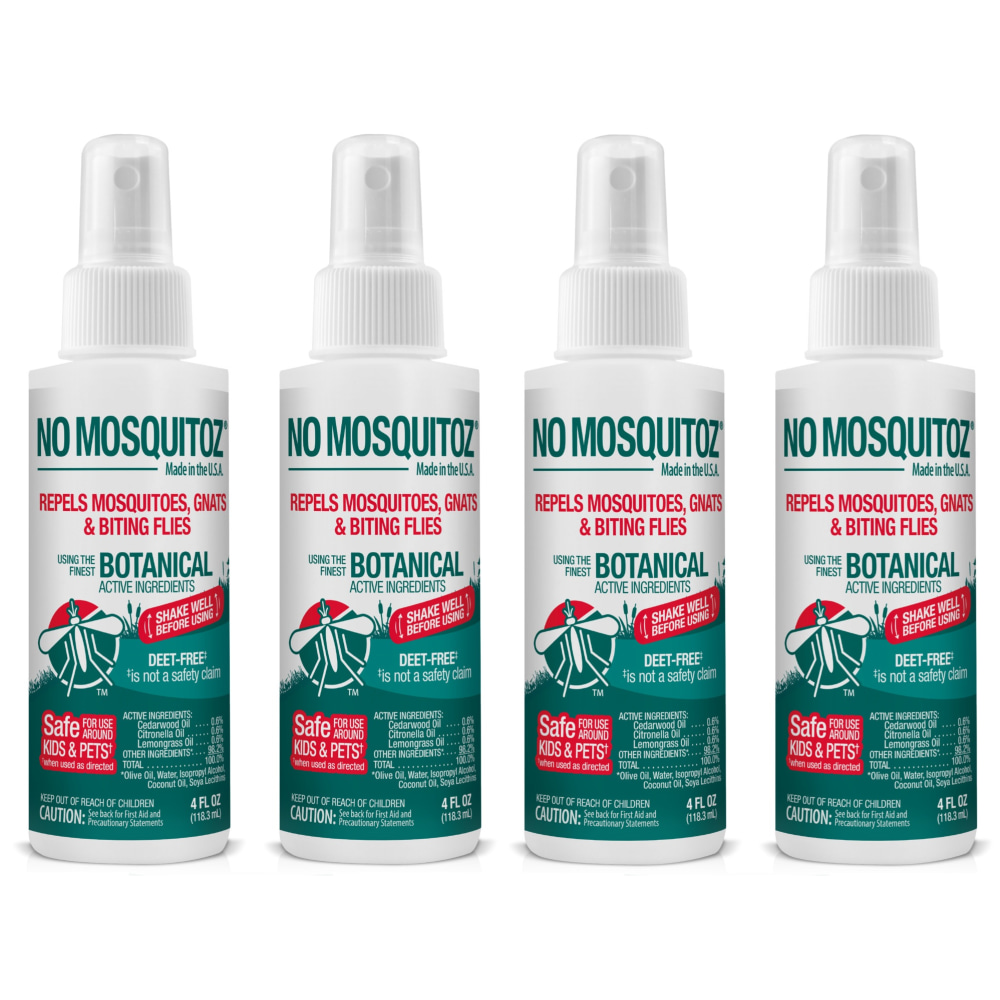 No Mosquitoz Botanical Insect Repellent, DEET-Free, Woodsy Scent, 4 Oz Spray Bottle, 4-Pack MPN:9175B95-4Z4-OD
