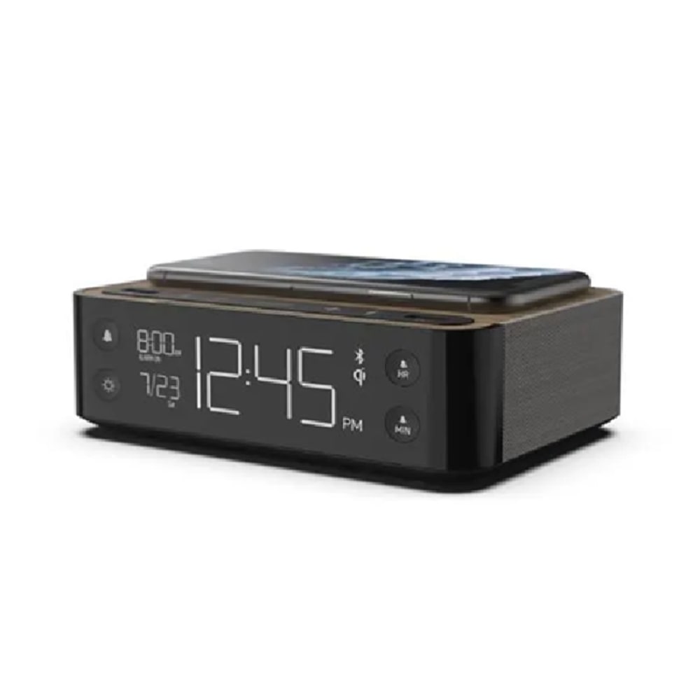 Nonstop Station A Alarm Clock, 2inH x 6-5/16inW x 4-1/2inD, Walnut Sand/Black MPN:NSA3-WFB