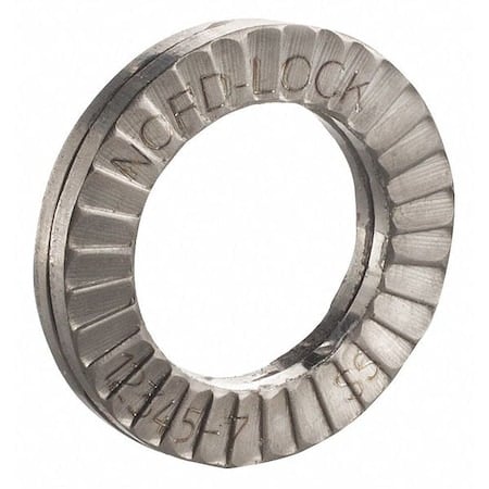 Wedge Lock Washer, For Screw Size 3/8 in 316 Stainless Steel, Plain Finish, 200 PK MPN:1091