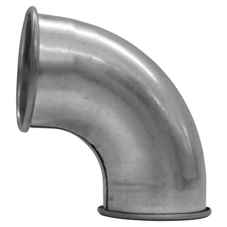 Round 45 Degree Elbow, 4 in Duct Dia, Galvanized Steel, 24 ga GA, 6-1/2
