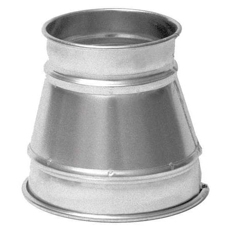 Round Duct Reducer, 6 in x 5 in Duct Dia, Galvanized Steel, 22 ga GA, 6 in W, 7