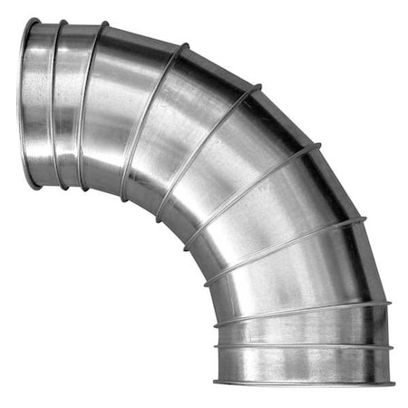 Round 90 Degree Elbow, 12 in Duct Dia, Galvanized Steel, 22 ga GA, 26-1/4
