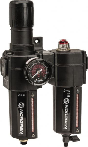 FRL Combination Unit: 3/4 NPT, Standard, 2 Pc Filter/Regulator-Lubricator with Pressure Gauge MPN:24-074-164-260