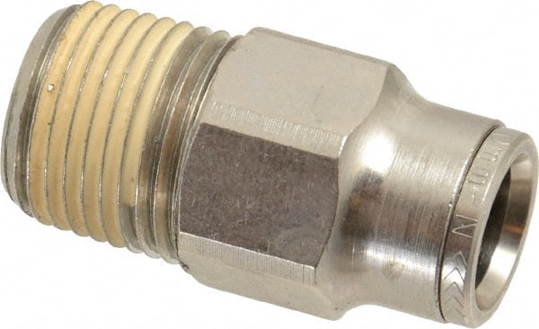 Push-To-Connect Tube to Male & Tube to Male NPT Tube Fitting: Pneumatic Male Adapter, 3/8
