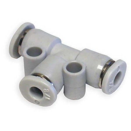 Tee, 5/32 in Tube Size, Brass, Polybutylene Terephthalate, Gray, 10 PK MPN:M00600400