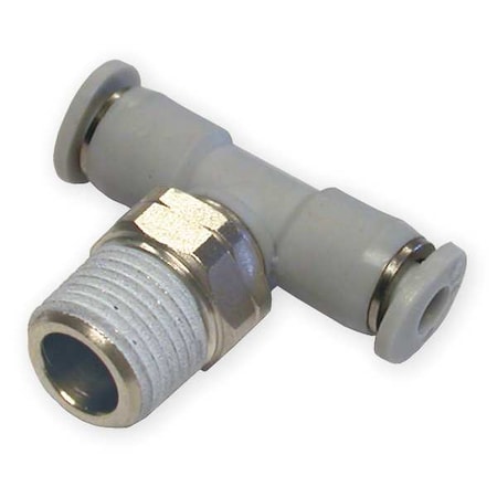 Swivel Tee, 5/32 in Tube Size, Brass, Polybutylene Terephthalate, Gray, 10 PK MPN:M02670403