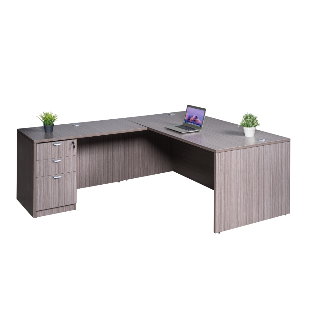 Boss Office Products Holland Series 71inW Executive L-Shaped Corner Desk With File Storage Pedestal, Driftwood MPN:GROUPA10-DW