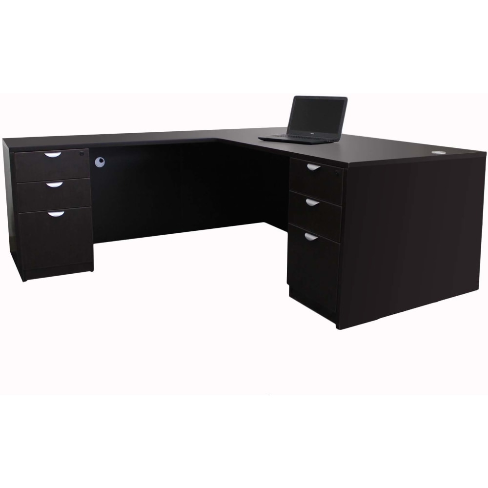 Boss Office Products Holland Series 71inW Executive L-Shaped Corner Desk With 2 File Storage Pedestals, Mocha MPN:GROUPA11-MOC