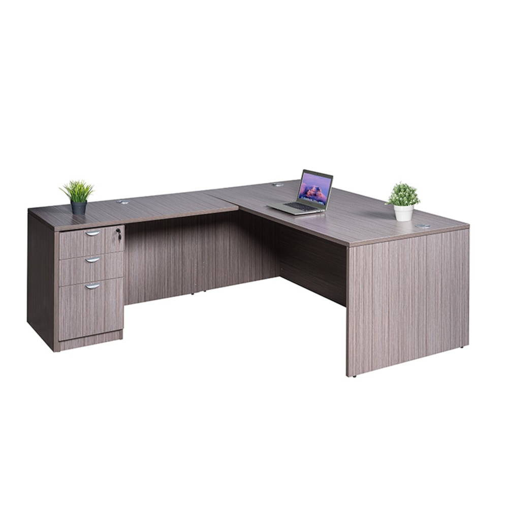 Boss Holland Series 66inW L-Shaped Corner Desk With File Pedestal, Driftwood MPN:GROUPA20-DW