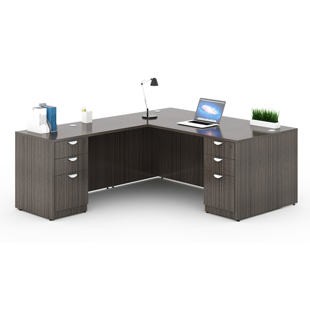Boss Holland Series 66inW L-Shaped Corner Desk With Dual File Pedestals, Driftwood MPN:GROUPA21-DW