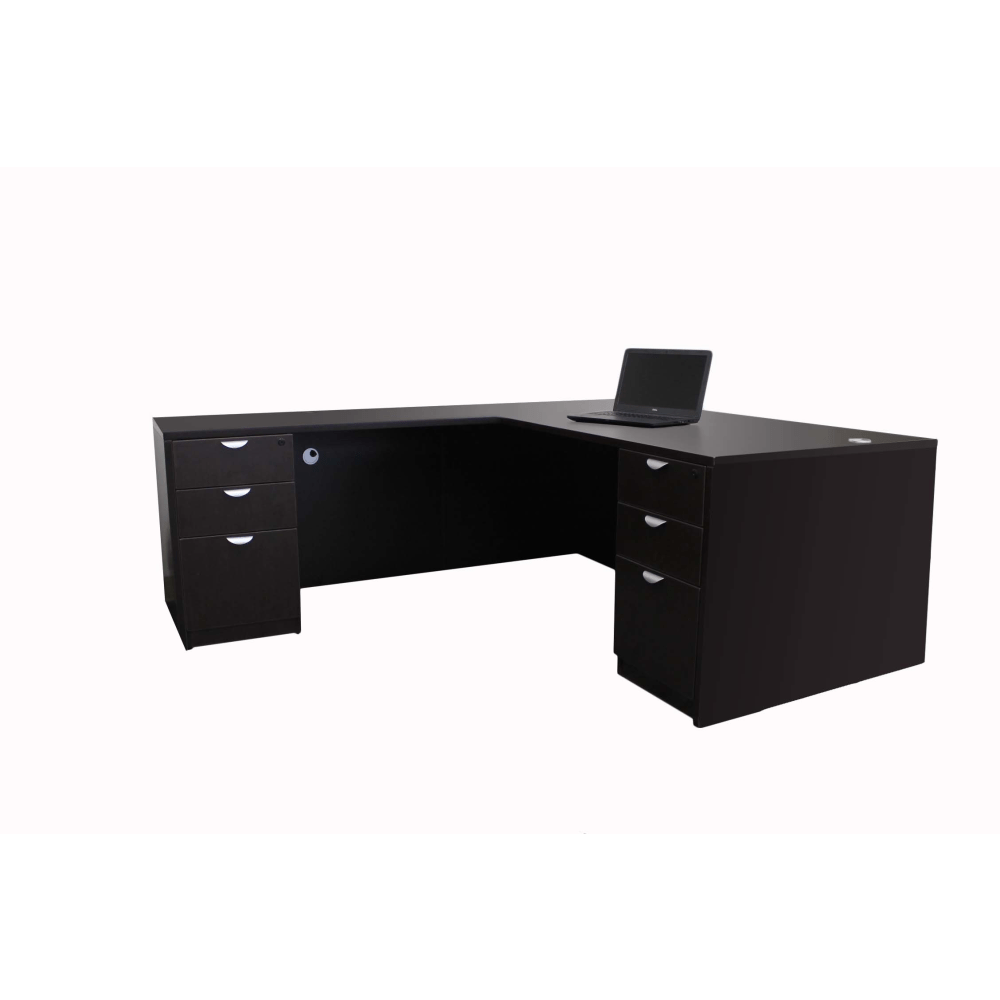 Boss Holland Series 66inW L-Shaped Corner Desk With Dual File Pedestals, Mocha MPN:GROUPA21-MOC