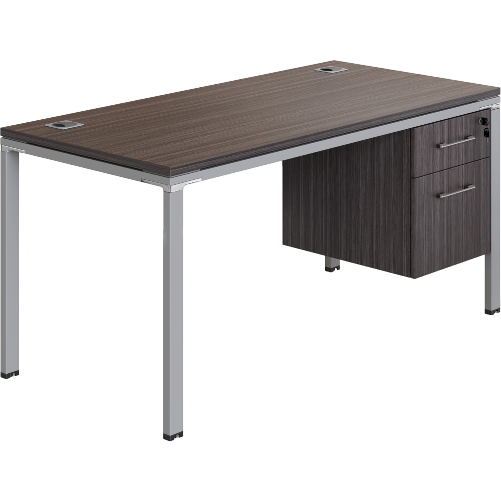 Boss Office Products Simple System Workstation Desk With Pedestal, 48in x 24in, Driftwood MPN:SGSD002-110