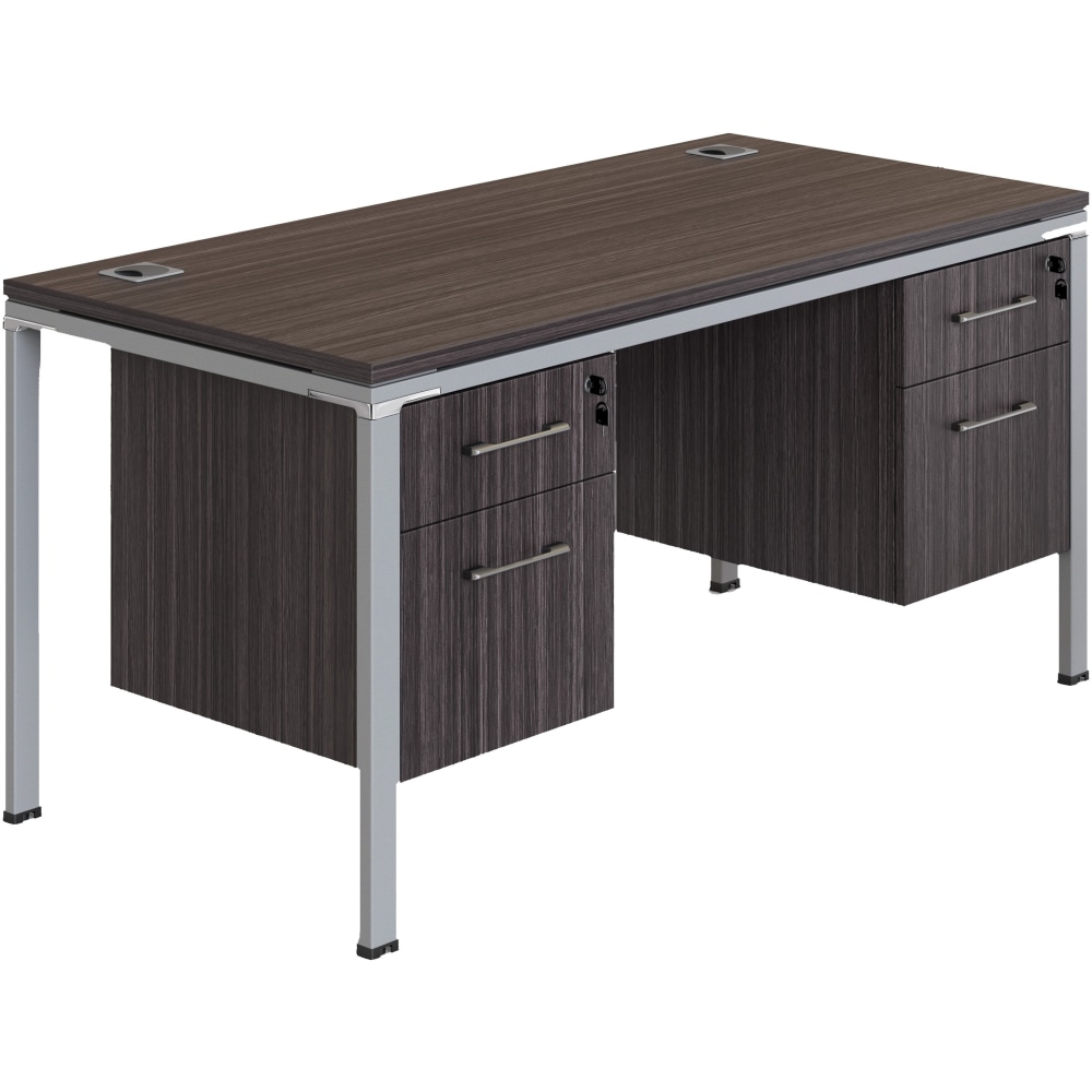 Boss Office Products Simple System Workstation Desk With 2 Pedestals, 66in x 24in, Driftwood MPN:SGSD003-102