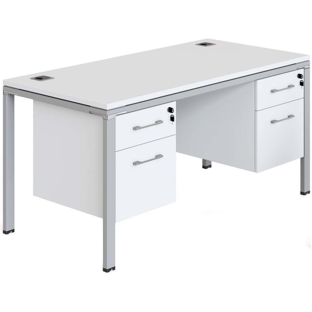 Boss Office Products Simple System Workstation Desk With 2 Pedestals, 66in x 30in, White, SGSD003201WT MPN:SGSD003-201-WT