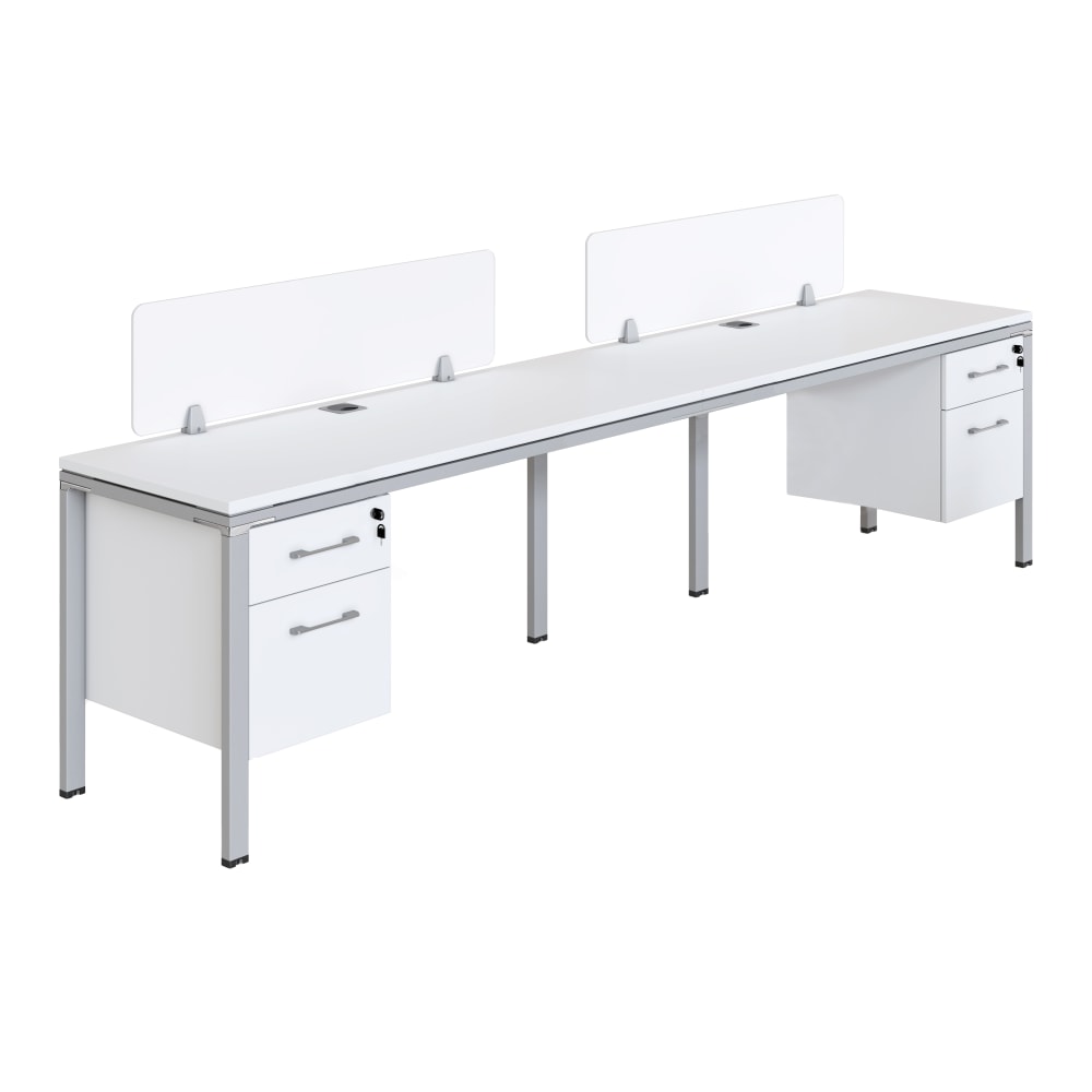 Boss Office Products Simple System Double Desk, Side by Side With 2 Pedestals, 30inH x 60inW x 30inD, White MPN:SGSD006-102-WT