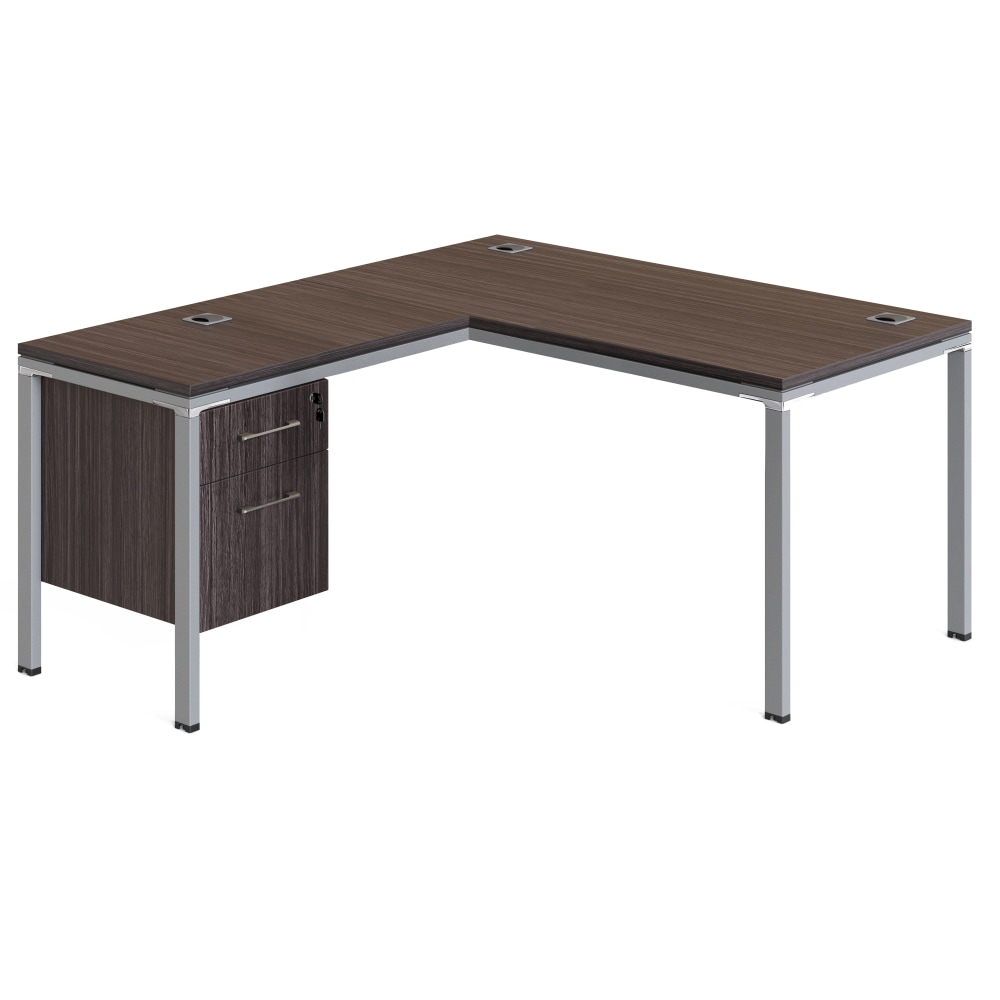 Boss Office Products Simple System Workstation L-Desk with Return & Pedestal, 30inH x 71inW x 29-1/2inD, Driftwood MPN:SGSD029-203