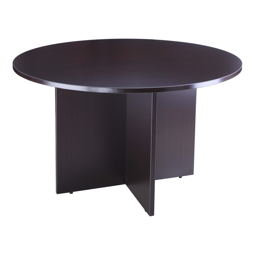 Boss Office Products 47inW Round Wood Conference Table, Mocha MPN:N123-MOC
