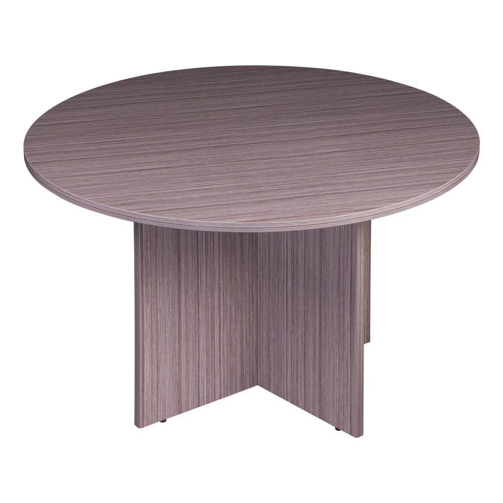 Boss Office Products 42inW Round Wood Conference Table, Driftwood MPN:N127-DW