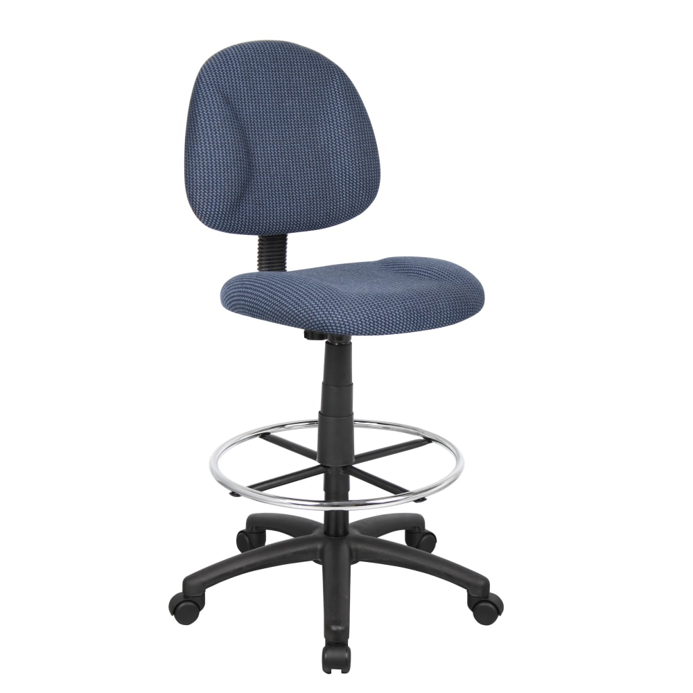 Boss Office Products Drafting Stool, No Arms, Blue/Chrome, B1615-BE MPN:B1615-BE