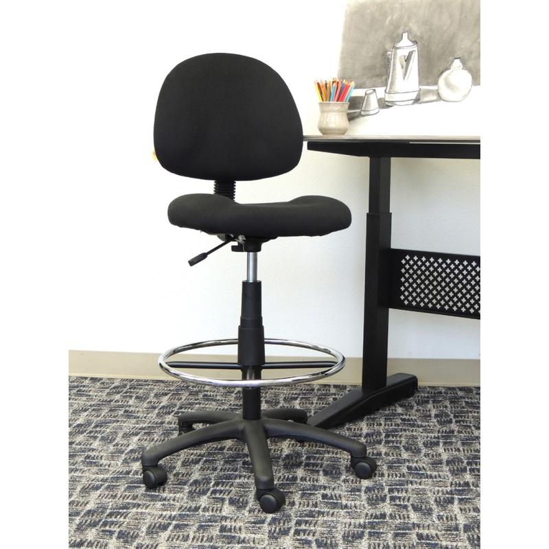 Boss Office Products Ergonomic Works Adjustable Drafting Chair Without Arms, Black/Chrome MPN:B1615-BK