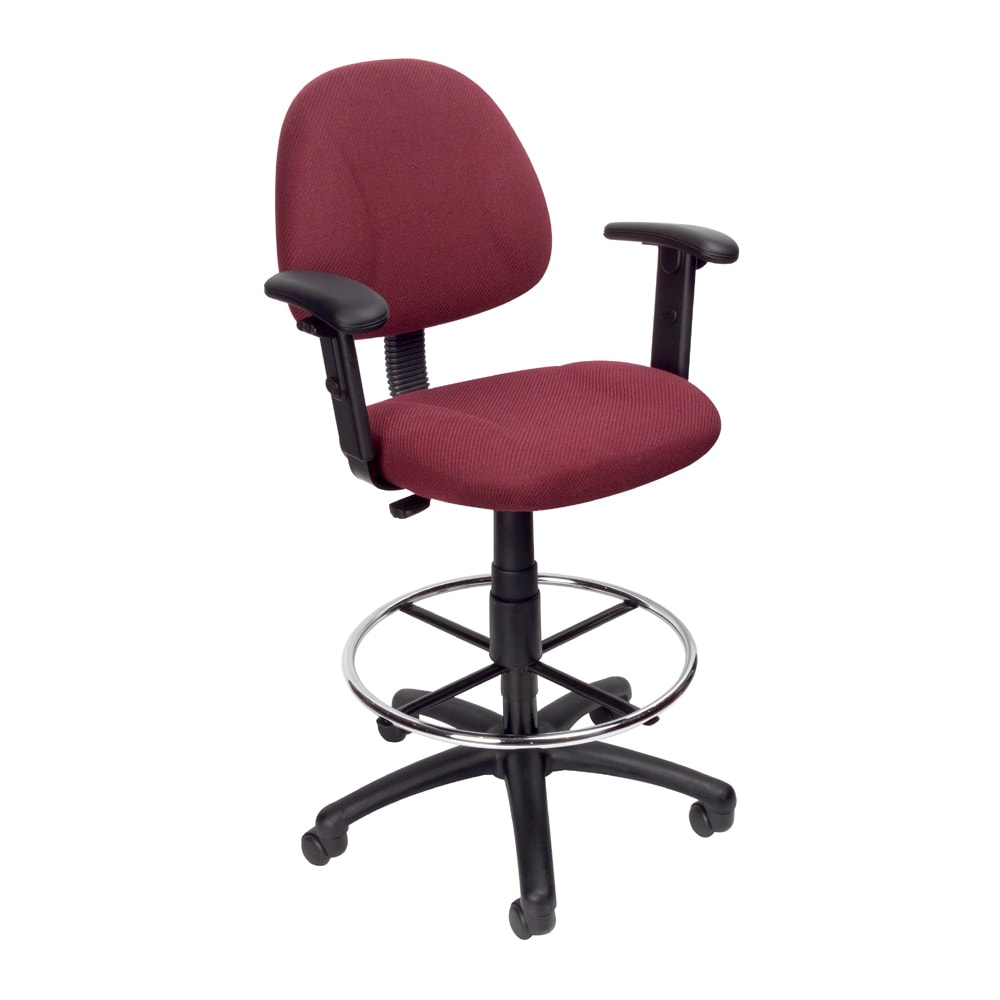 Boss Office Products Drafting Stool, Adjustable Arms, Burgundy, B1616-BY MPN:B1616-BY