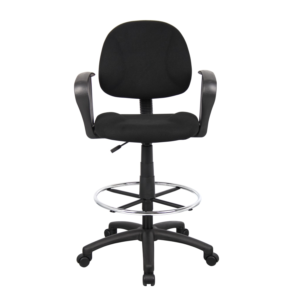 Boss Office Products Drafting Stool, With Arms, Black/Chrome MPN:B1617-BK