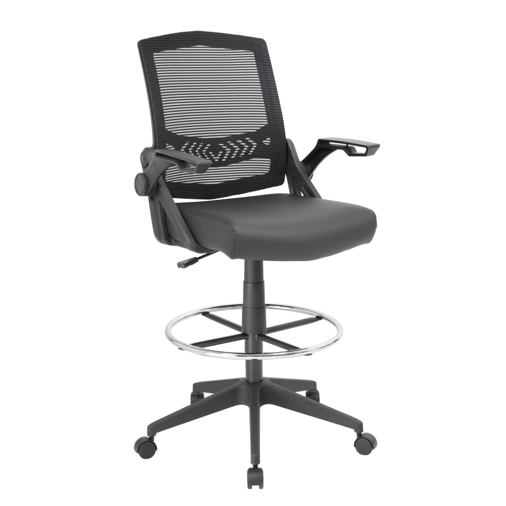 Boss Office Products Flip Arm Drafting Stool With Mesh Back, Black MPN:B16223-BK