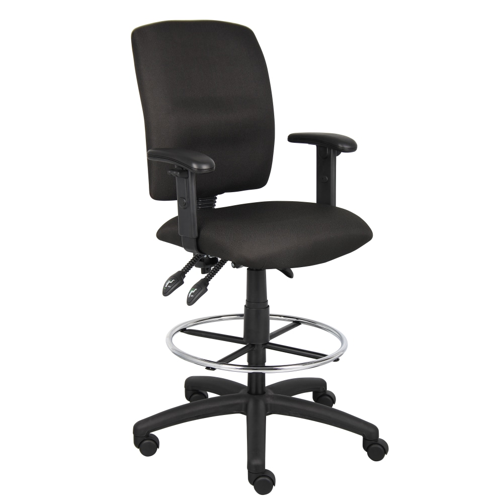 Boss Office Products Fabric Drafting Stool With Adjustable Arms, Black/Chrome MPN:B1636-BK