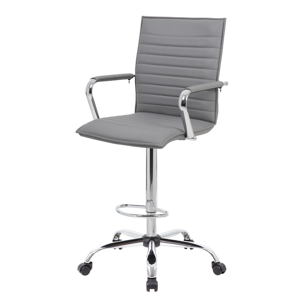 Boss Office Products Drafting Stool, Gray/Chrome MPN:B16533C-GY
