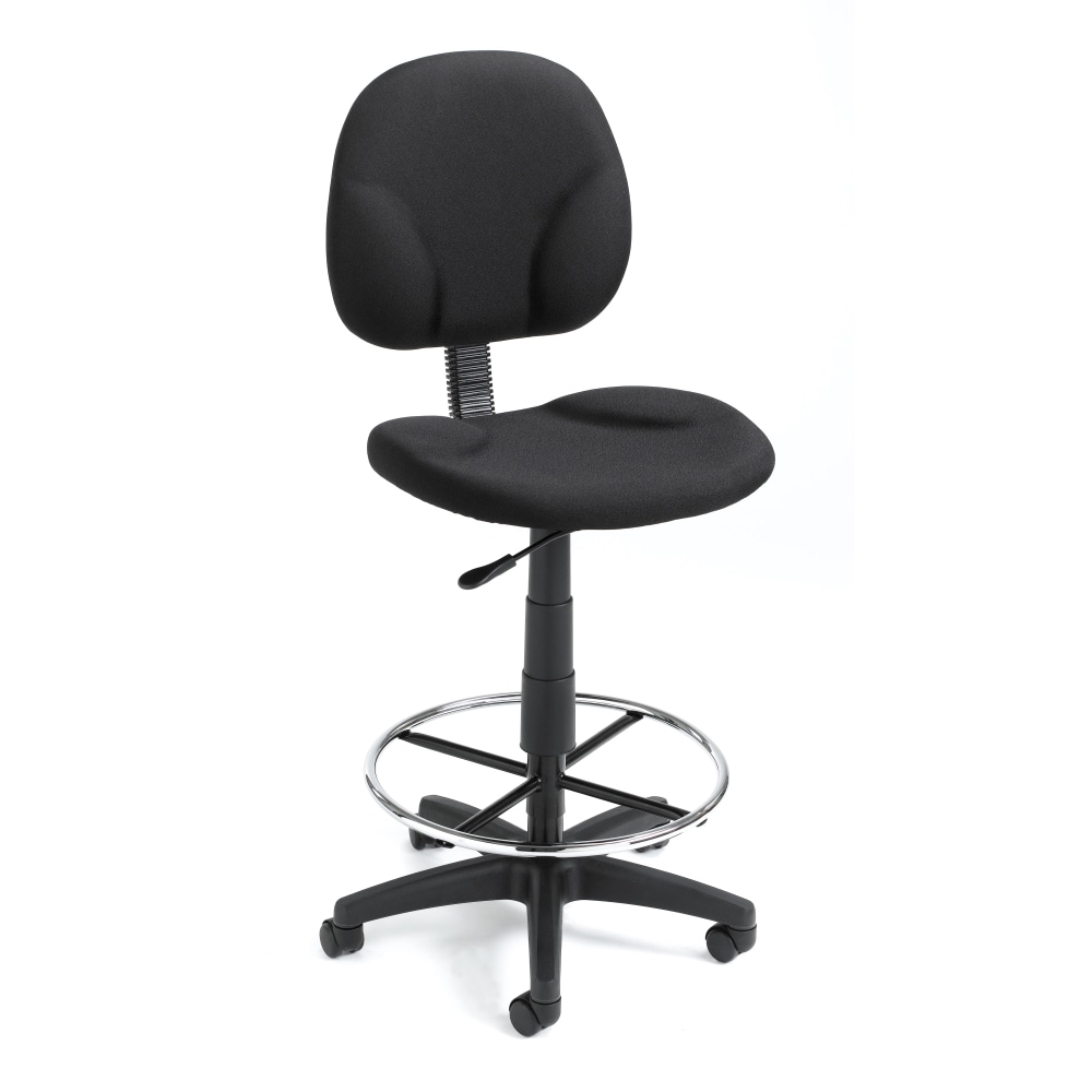 Boss Office Products Stand-Up Fabric Drafting Chair With Back, Black MPN:B1690-BK