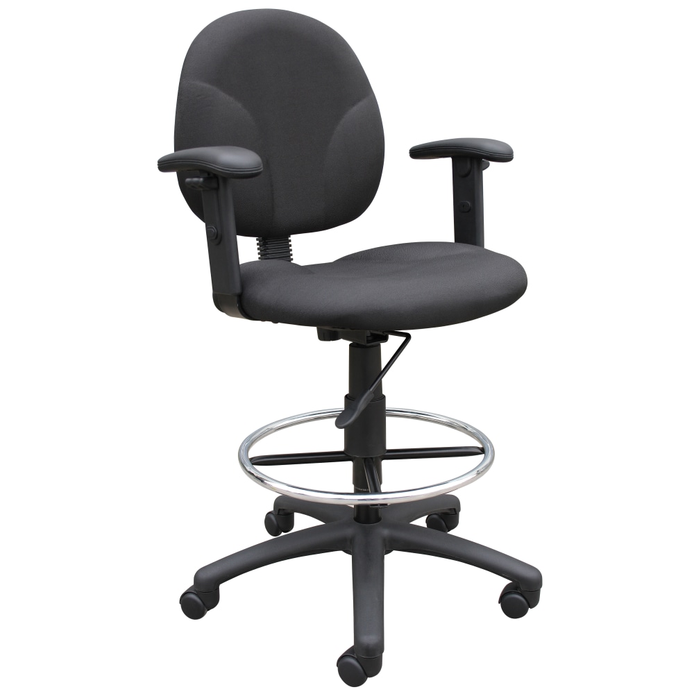 Boss Office Products Drafting Stool, Adjustable Arms, Black/Chrome, B1691-BK MPN:B1691-BK