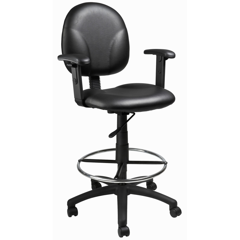 Boss Office Products Drafting Stool With Antimicrobial Protection, Adjustable Arms, Footring, Black MPN:B1691-CS