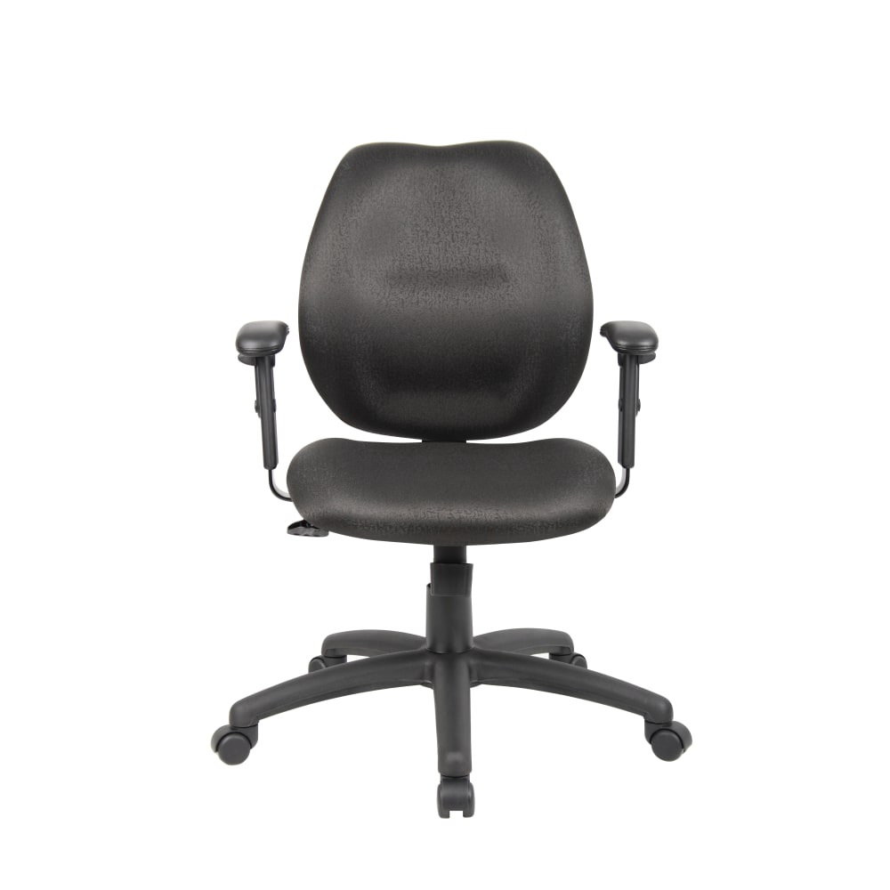 Boss Office Products Ergonomic Vinyl Mid-Back Task Chair With Adjustable Arms, Black MPN:B1014-BK