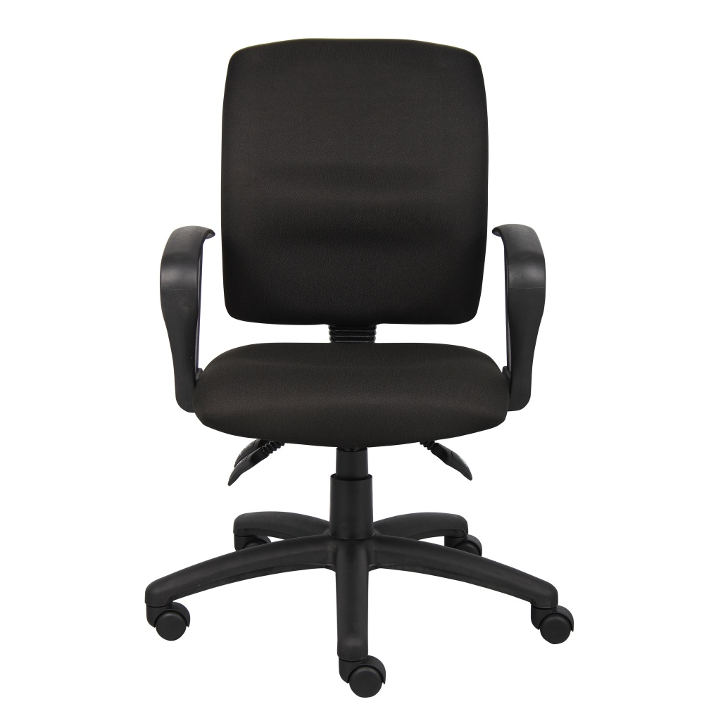 Boss Office Products Multi-Function Ergonomic Fabric High-Back Task Chair With Loop Arms, Black MPN:B3037-BK