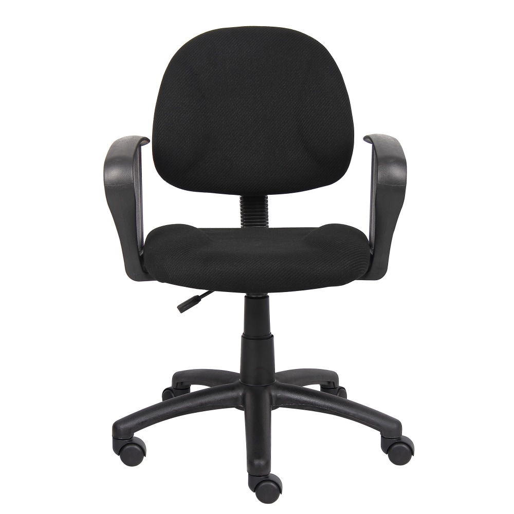 Boss Office Products Perfect Posture Ergonomic Fabric Mid-Back Deluxe Office Task Chair With Loop Arms, Black MPN:B317-BK