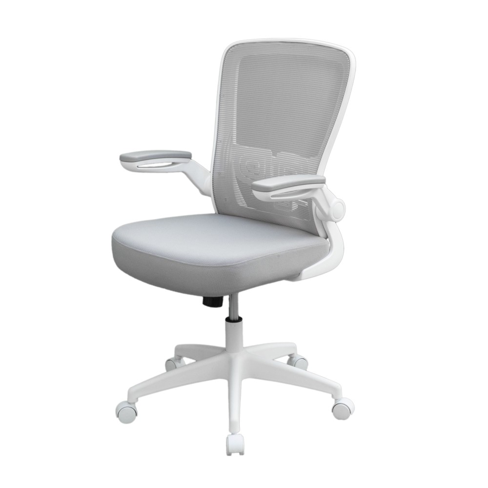 Boss Office Products Ergonomic Mesh High-Back Flip-Arm Task Chair, White/Gray MPN:B6366WT-GY