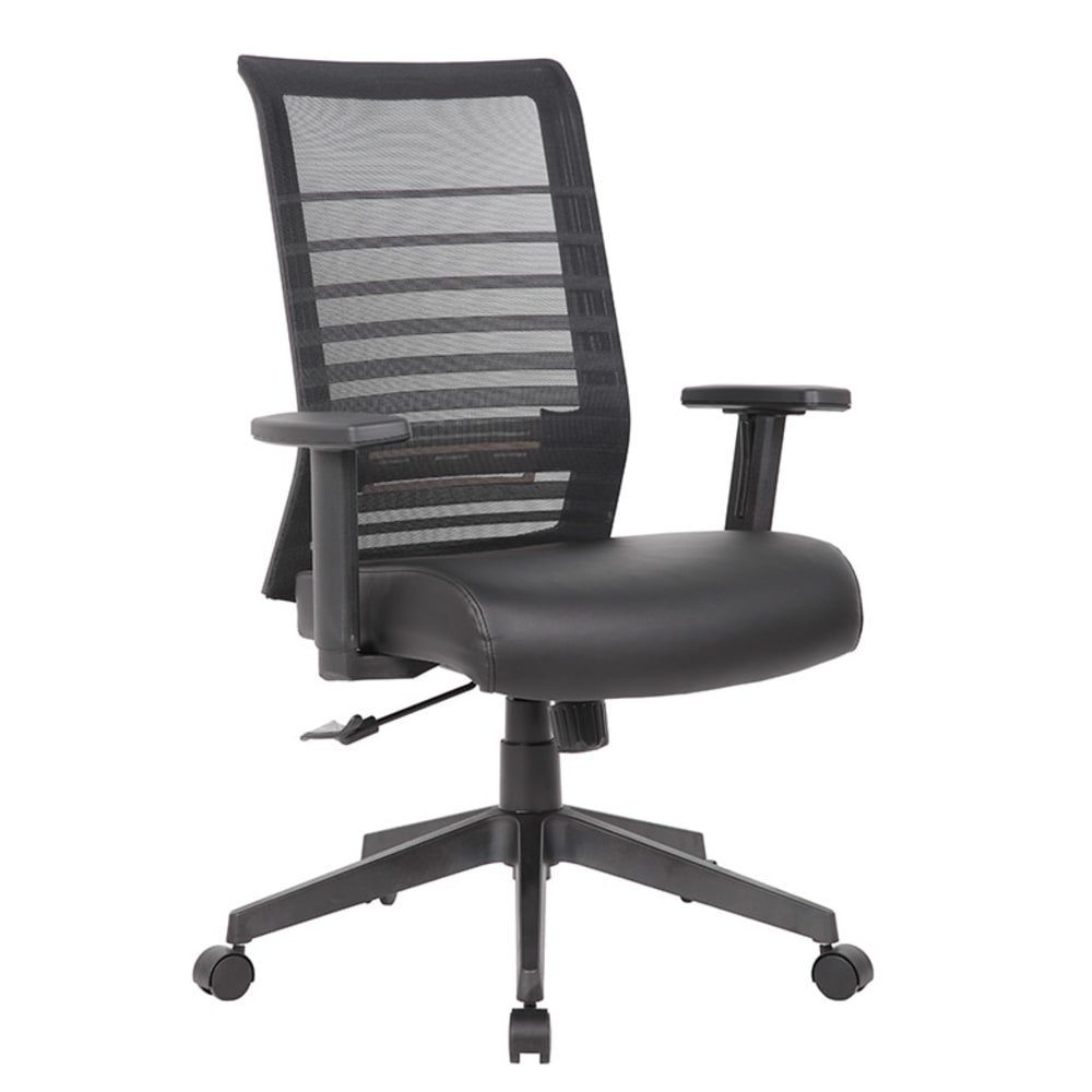 Boss Office Products Horizontal Ergonomic Mesh Mid-Back Office Task Chair With Antimicrobial Seat, Black MPN:B6566AM-BK