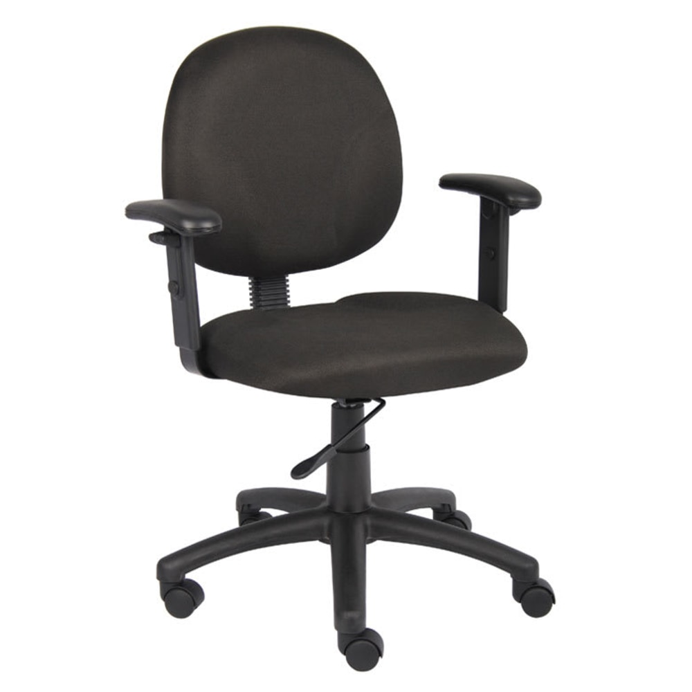 Boss Office Products Diamond Ergonomic Fabric Mid-Back Task Chair With Adjustable Arms, Black MPN:B9091-BK